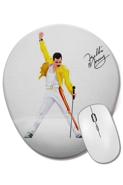 BASKI DÜNYASI Mouse Pad oval Queen Freddie Mercury cu suport pentru încheietu...