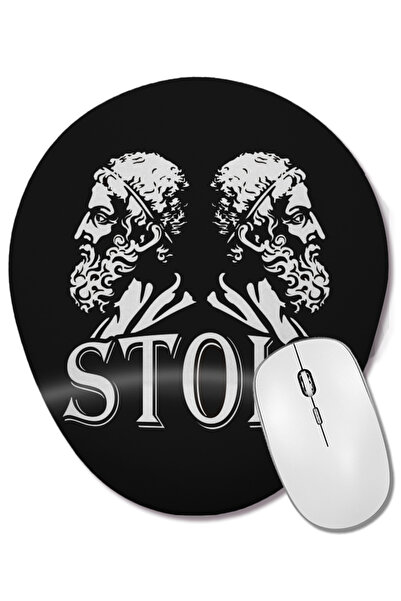 BASKI DÜNYASI Mouse Pad oval cu suport pentru încheietura mâinii, filosof stoic