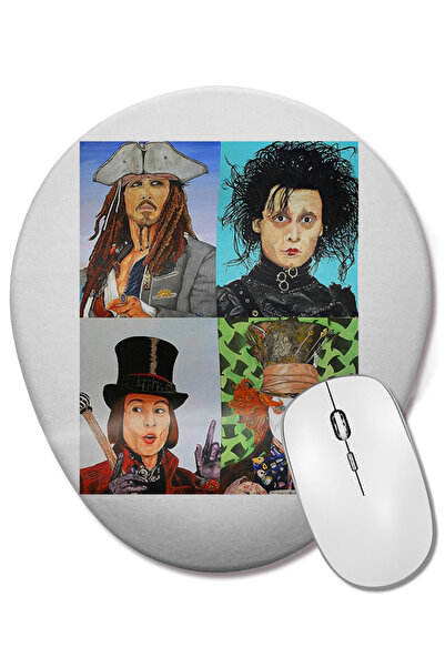 BASKI DÜNYASI Mouse Pad oval Johnny Depp cu suport pentru încheietura mâinii