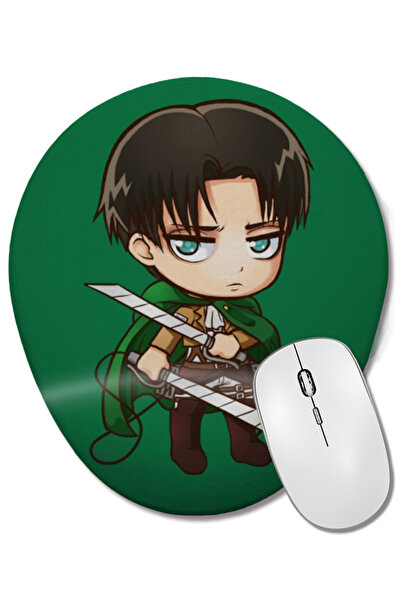 BASKI DÜNYASI Mouse Pad oval Levi Attack On Titan cu suport pentru încheietur...