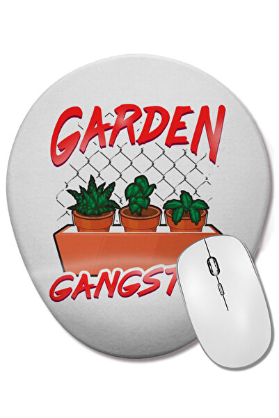 BASKI DÜNYASI Cute & Funny Garden  Planting Pun Wrist Supported Oval Mouse Pad