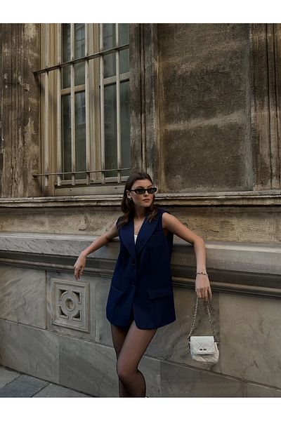 VOLT CLOTHİNG Kadın Kapaklı Astarlı Blazer Yelek