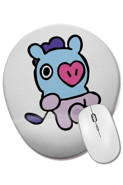 BASKI DÜNYASI Mouse Pad oval Bts Bt21 Mang cu suport pentru încheietura mâinii