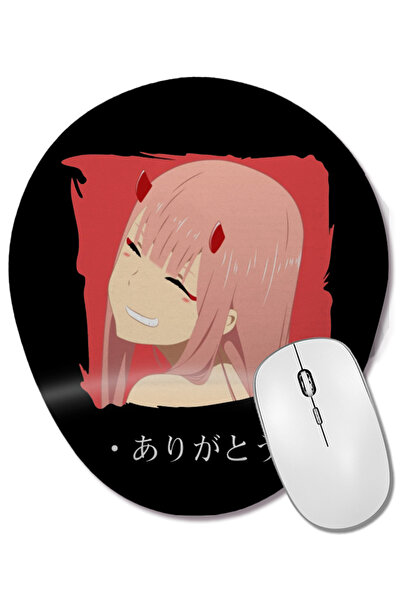 BASKI DÜNYASI Zero Two din Darling In The Franxx Arigatou Mouse Pad oval cu s...