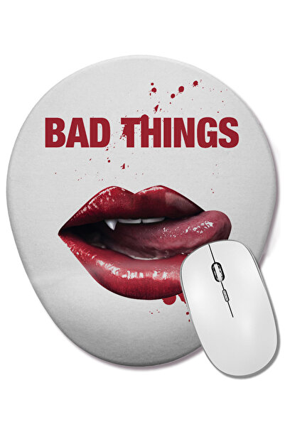 BASKI DÜNYASI Mouse Pad oval True Blood Bad Things cu suport pentru încheietura mâinii