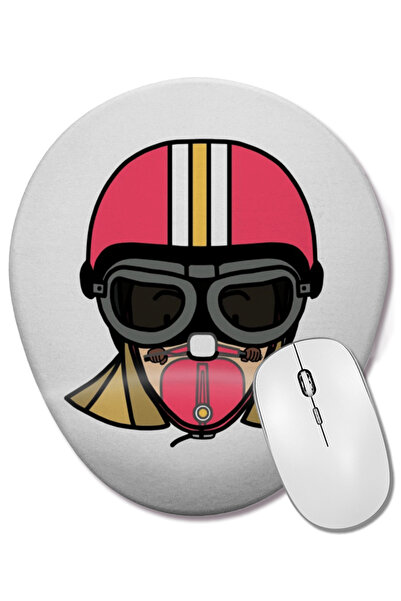 BASKI DÜNYASI Mouse Pad oval Vespa Girl cu suport pentru încheietura mâinii