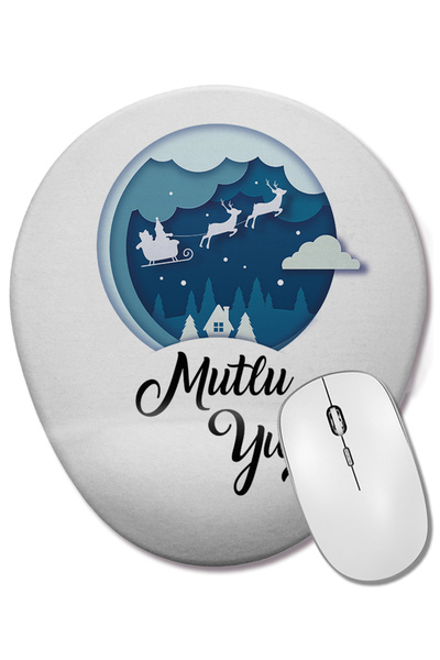 BASKI DÜNYASI Srećna Nova godina sa Deda Mrazom, ovalna podloga za miša sa po...