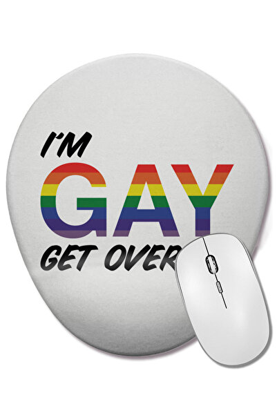 BASKI DÜNYASI Mouse Pad oval Pride I'm Get Over It cu suport pentru încheietu...