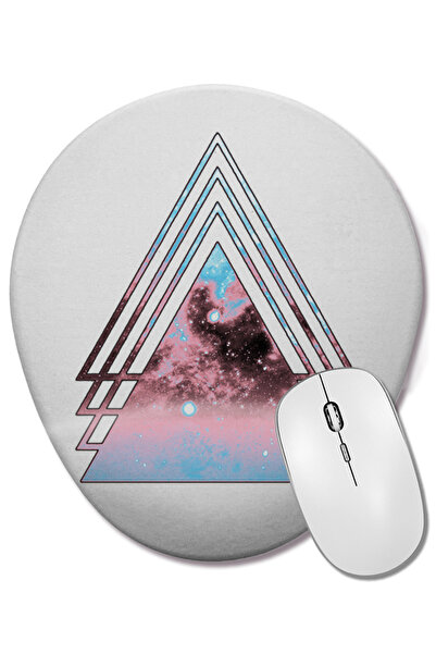 BASKI DÜNYASI Transgender Pride Layered Galaxy Triangles 01 Οβάλ ποντίκι με υ...