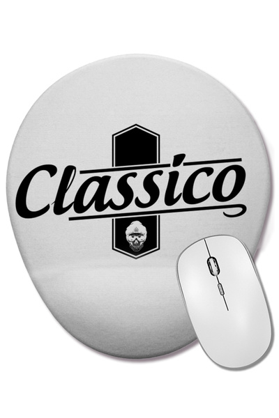 BASKI DÜNYASI Класически - бял мъжки и женски Bilek Destekli Oval Mouse Pad