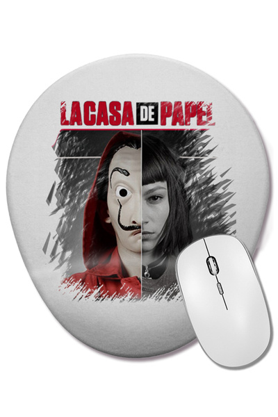 BASKI DÜNYASI La Casa De Papel Οβάλ ποντίκι με υποστήριξη καρπού