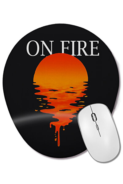 BASKI DÜNYASI Mouse Pad oval On Fire cu suport pentru încheietura mâinii