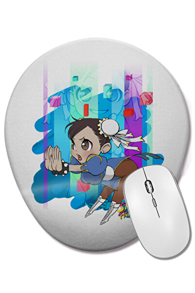 BASKI DÜNYASI Mouse Pad oval Street Fighter Chun Li cu suport pentru încheietura mâinii