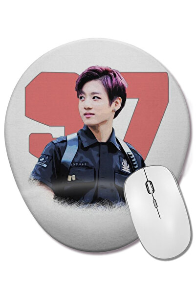 BASKI DÜNYASI Mouse Pad oval Bts Jungkook cu suport pentru încheietura mâinii
