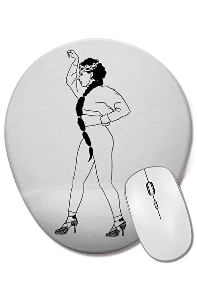 BASKI DÜNYASI Mouse Pad oval cu suport pentru încheietura mâinii pentru yoga