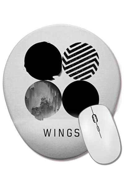 BASKI DÜNYASI Mouse Pad oval Bts Wings cu suport pentru încheietura mâinii