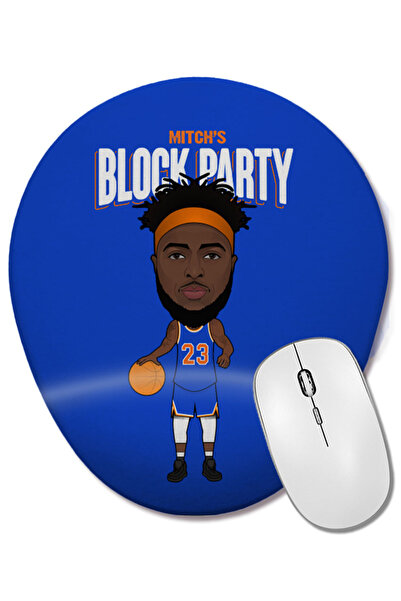 BASKI DÜNYASI Mitchell Robinson Mitch S Block Party Mouse Pad oval cu suport pentru încheietura mâinii