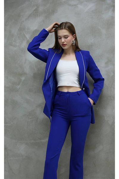 STMT BUTİK Stone Piping Blazer kabát nadrág szett – Stílusos női ruházat