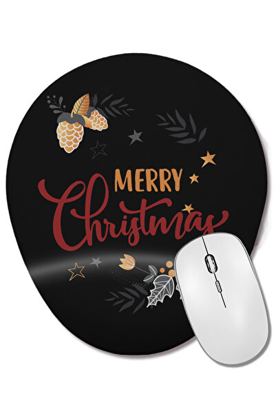 BASKI DÜNYASI Anul Nou Concept de Crăciun Fericit 023 Mouse Pad oval cu supor...
