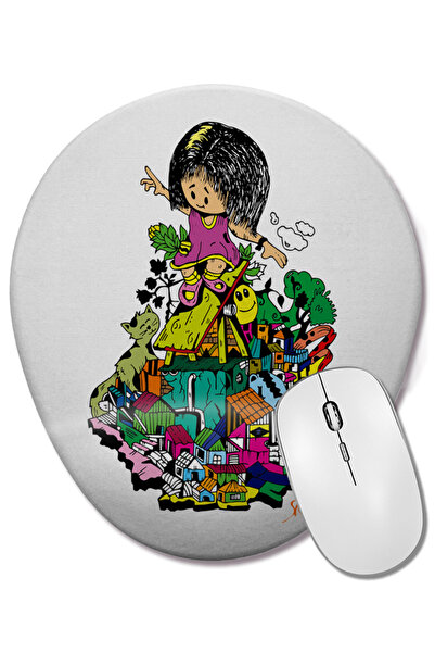 BASKI DÜNYASI Mouse Pad oval cu suport pentru încheietura mâinii Brincando Na Rua