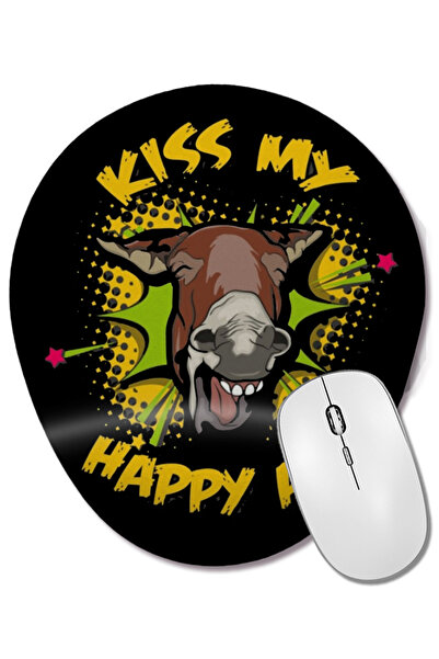 BASKI DÜNYASI Mouse Pad oval Donkey Jackass Kiss My Happy Ass cu suport pentr...