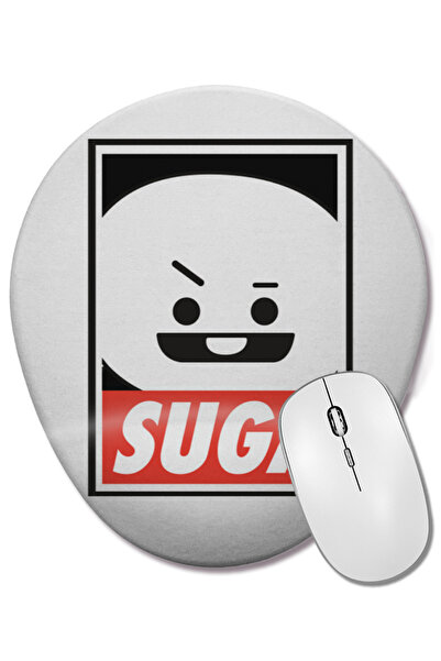 BASKI DÜNYASI Mouse Pad oval Bt21 Suga Bts cu suport pentru încheietura mâinii