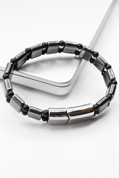 Leo'Stone Premium Series Square Model Natural Hematite Stone Magnetic Lock Men's Bracelet