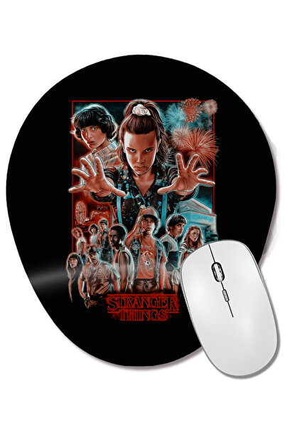 BASKI DÜNYASI لوحة ماوس بيضاوية من Stranger Things مع دعم للمعصم