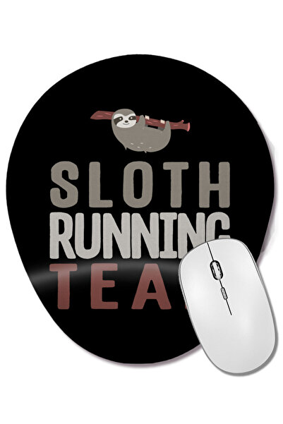 BASKI DÜNYASI Mouse Pad oval cu suport pentru încheietura mâinii, cu design amuzant de sloth care alergă, echipa Slothlike Runners