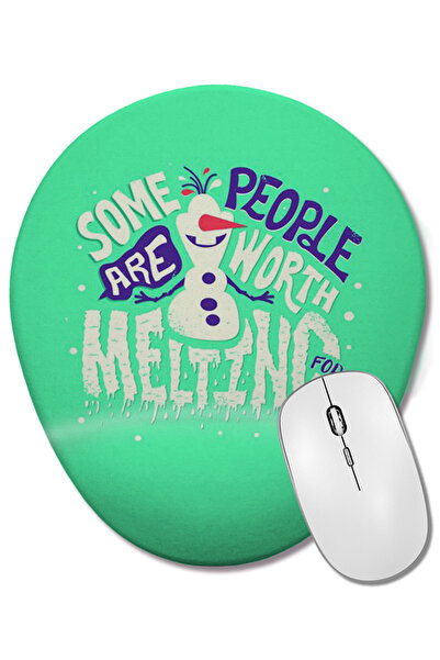 BASKI DÜNYASI Mouse Pad oval cu om de zăpadă drăguț cu suport pentru încheiet...