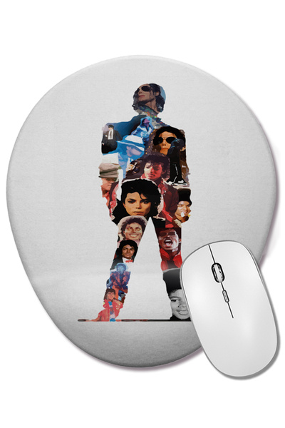 BASKI DÜNYASI Mouse Pad oval cu suport pentru încheietura mâinii Michael Jackson