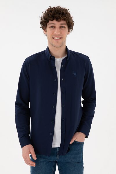 U.S. Polo Assn. Мъжка тъмносиня базова риза с дълъг ръкав 50296777 -Vr033