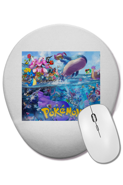BASKI DÜNYASI Pokemon 01 Овална подложка за мишка с опора за китката