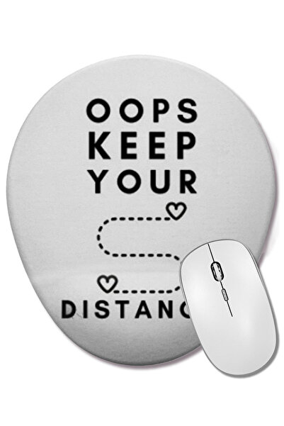 BASKI DÜNYASI OOPS KEEP YOUR DISTANCE Mouse Pad oval cu suport pentru încheie...