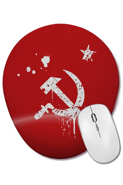 BASKI DÜNYASI لوحة ماوس بيضاوية من Revolution Sickle Hammer مع دعم للمعصم
