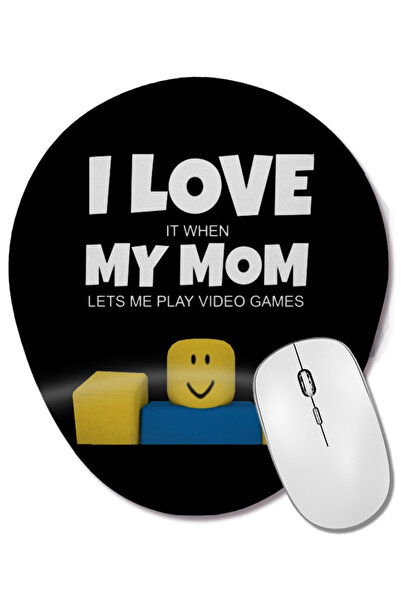 BASKI DÜNYASI Roblox Noob I Love My Mom Funny Gamer Gift Bilek Destekli Oval ...