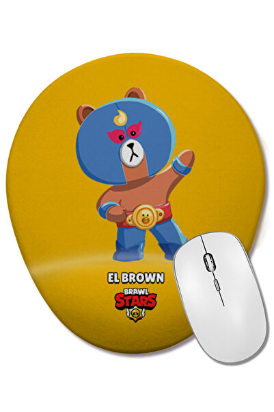 BASKI DÜNYASI Brawl Stars El Brown Mouse Pad oval cu suport pentru încheietur...