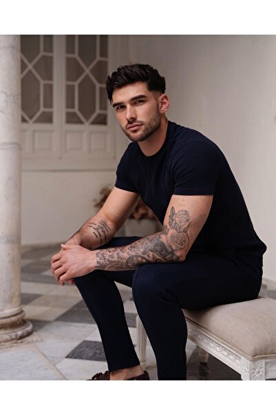 LACKH Чоловіча мода Чорна пряма футболка, зручна для літа, швидко сохне, з короткими рукавами, еластична тканина