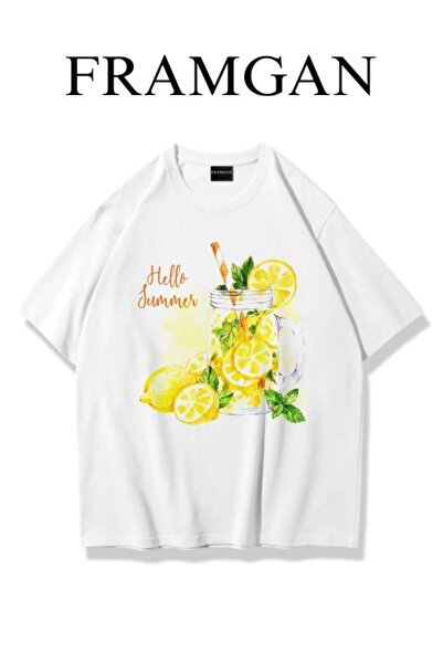 Framgan Ženske Lemon Štampano Beli T-shirt Modeli