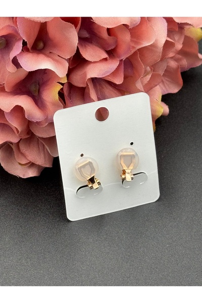 HOSBUTIK Gold pink stone clip-on star earrings