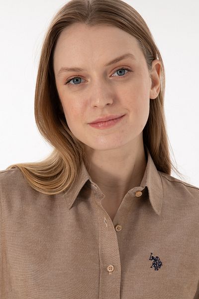 U.S. Polo Assn. Дамска риза Camel с дълъг ръкав Basic 50297002 -Vr015