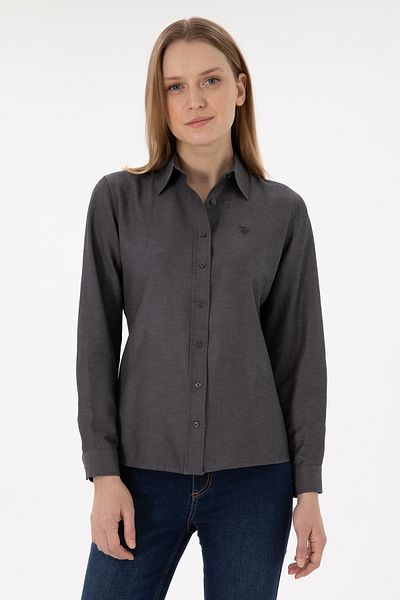 U.S. Polo Assn. Cămașă de bază cu mânecă lungă, antracit, pentru femei 50297002 -VR006