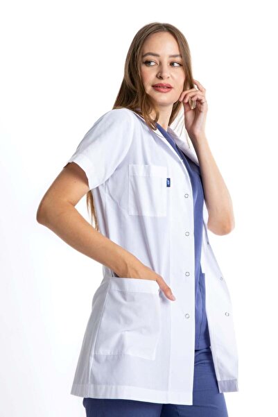TRENDAY TEKSTİL Short Sleeve Medium Length Doctor Nurse Teacher Coat