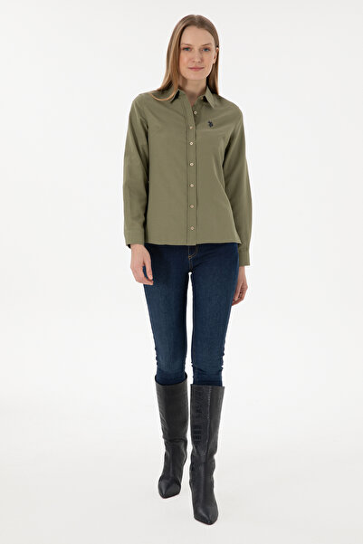 U.S. Polo Assn. Γυναικείο Ανοιχτό Χακί Μακρυμάνικο Βασικό Πουκάμισο 50297002 -VR183