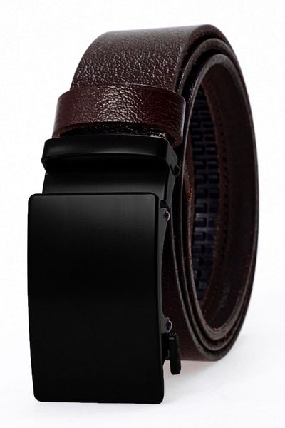 derikem 100% Genuine Buffalo Leather - Classic Men's Belt with Automatic Buckle and No Holes, Brown