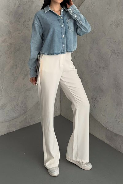 Edit by Trendyol Kék Oversize Crop farmer ing TEDSS25GO00000