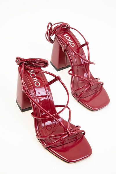 SOHO Claret Red Patent Leather Women's Classic Heeled Shoes 20324