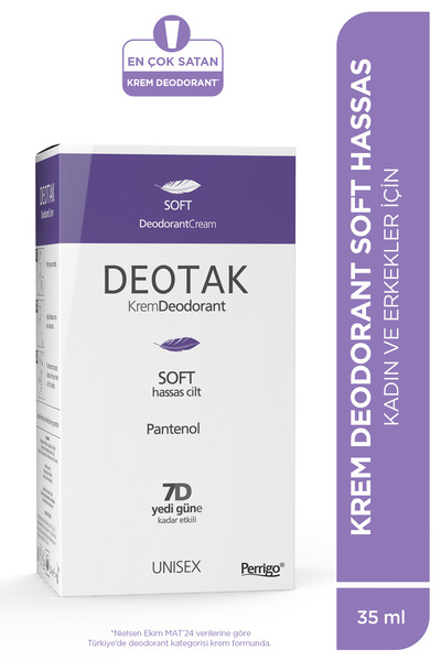 Deotak Soft Hassas Koruma 7 Güne Kadar Etkili Krem Deodorant 35 ml X 4 Adet