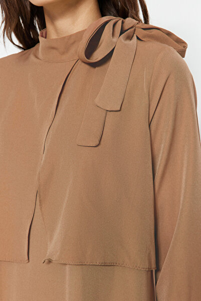 Trendyol Modest Beige Lacing Detail Woven Dress Tctss23Eb00283