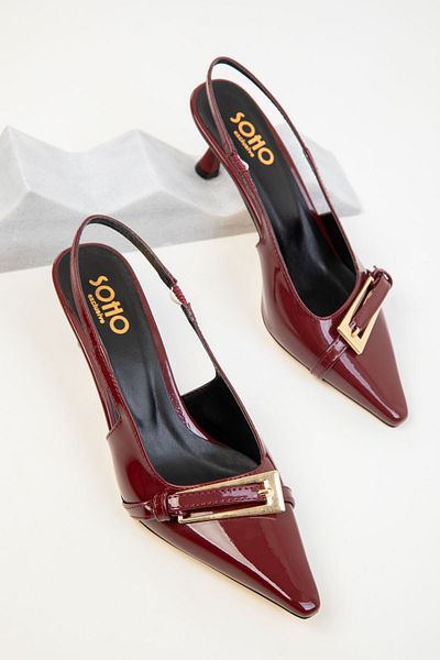 SOHO Klassische Damenschuhe mit Absatz aus bordeauxrotem Lackleder 20387